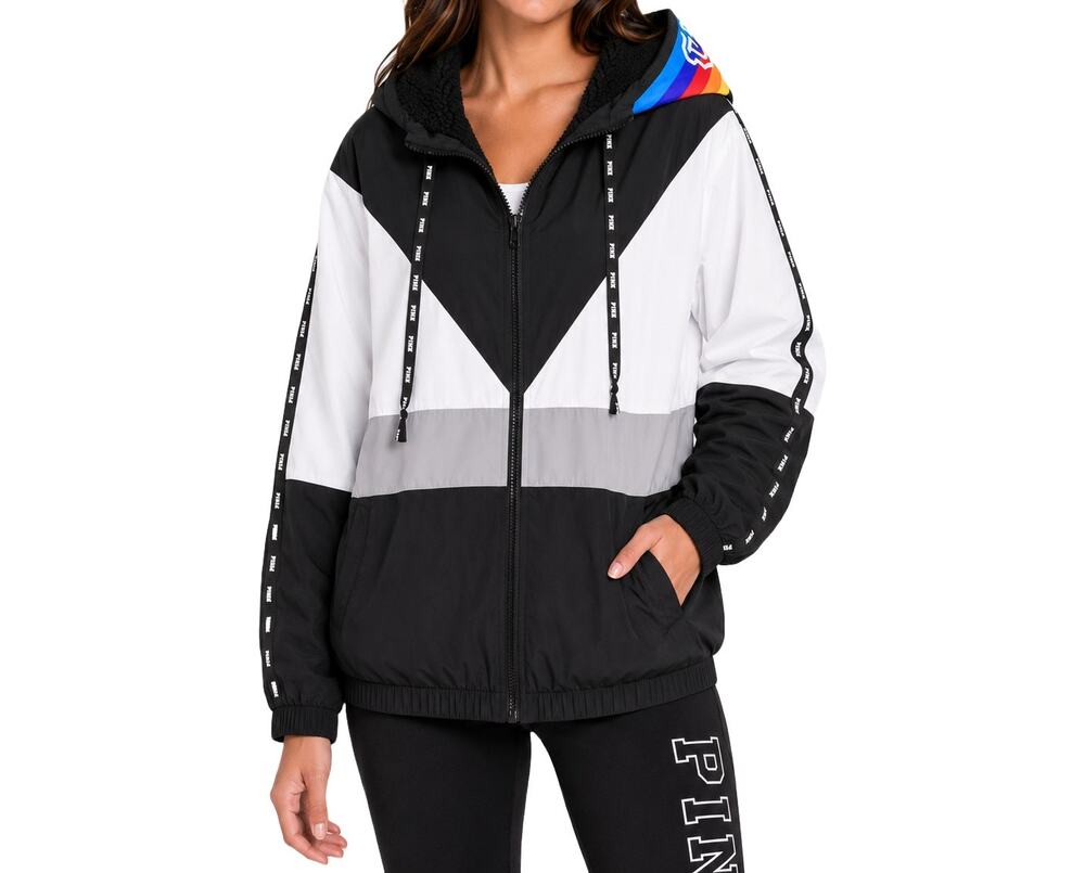 Victoria’s Secret PINK Sherpa Lined Campus Anorak Windbreaker M/L